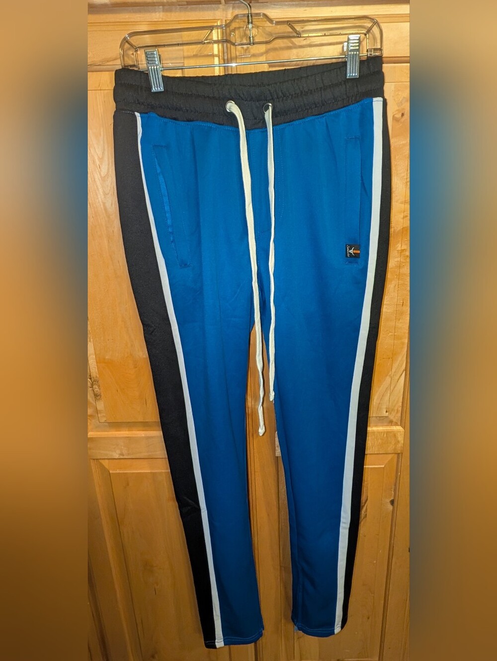 Men's Blue & Black Athletic Joggers with Contrast Stripe
